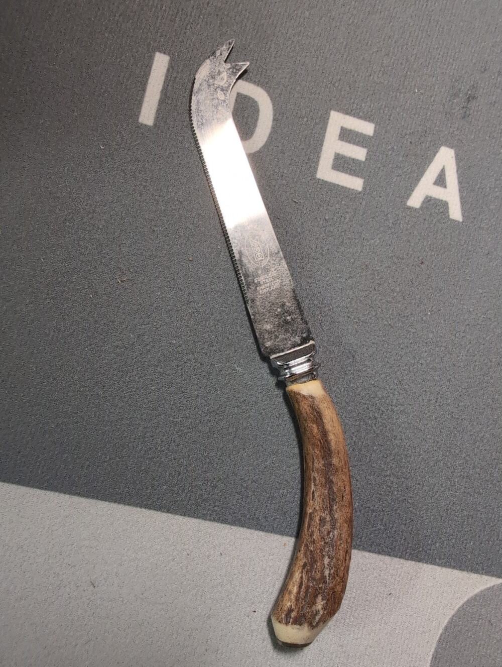 Vintage Viners Sheffield England Stag Handle Cheese Knife Forked Stainless
